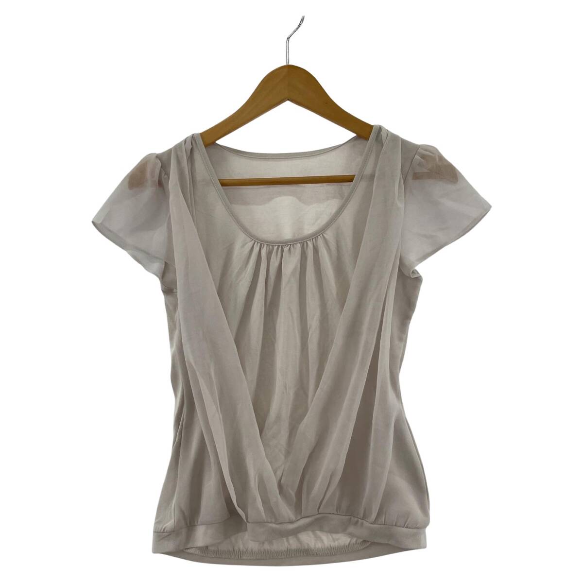 COUP DE CHANCE クード・シャンス シフォンレイヤード ノースリーブ カットソー size34/グレージュ ゆうパケットOK拍卖