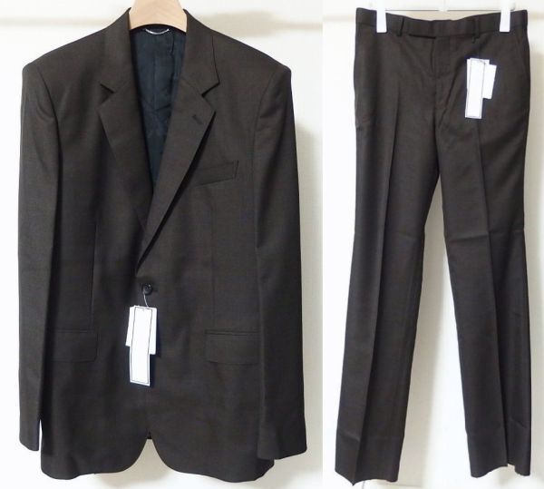 25AW JOHN LAWRENCE SULLIVAN ジョンローレンスサリバン Wool single breasted jacket ジャケット48 Wool straight trousers パンツ48 茶拍卖