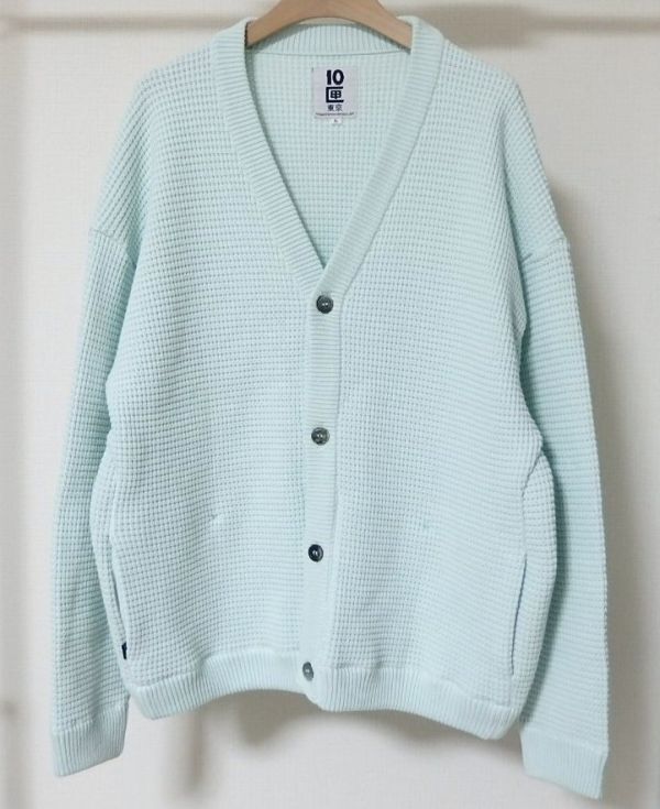 10匣 TENBOX テンボックス FOOTSIES CARDIGAN ワッフル コットン ニット カーディガン L拍卖