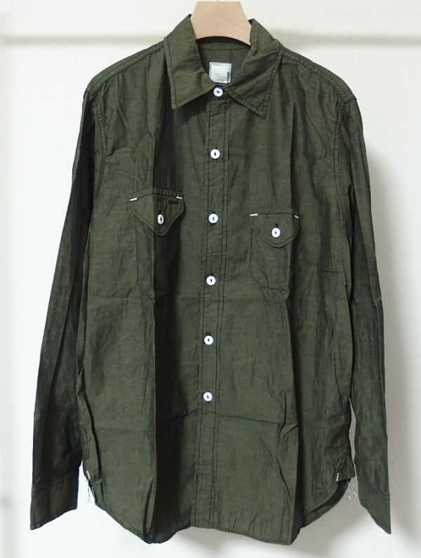 POST O'ALLS OVERALLS ポスト オーバーオールズ 1256-EE2 Cruzer Shirt 2 cotton/linen end-on-end クルーザー シャツ L拍卖