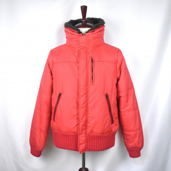 Woolrich ウールリッチ ファー付き 中綿ジャケット sizeM 赤 レッド ナイロン ブルゾン アウター ニットリブ アメカジ拍卖