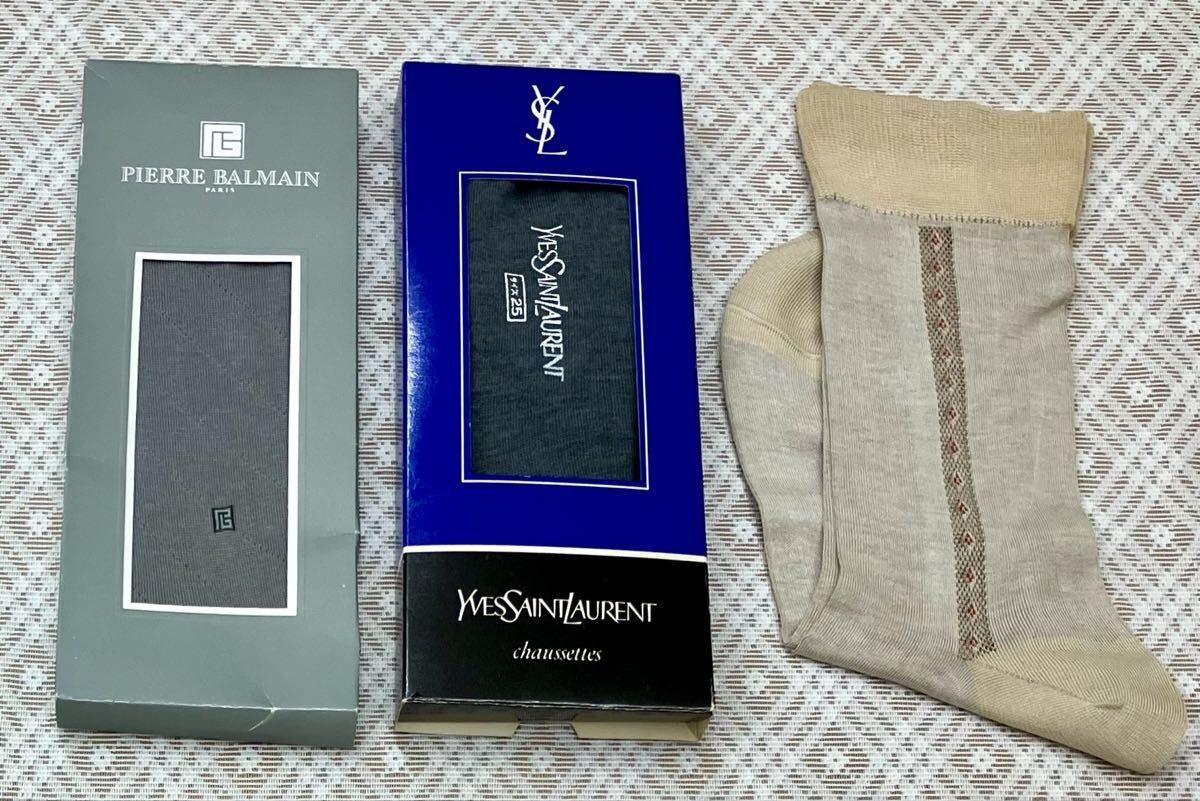 イブ・サンローラン/Yves Saint Laurent&PIERRE BALMAIN/ピエール バルマン 他一足 合計3足セット◆メンズソックス 紳士ビジネス◆勝拍卖
