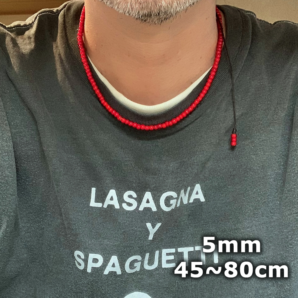 5mm ホワイトハーツビーズ ネックレス45cm-DARK RED/ 5mm WHITE HEART BEADS NECKLACE45- DARK RED拍卖