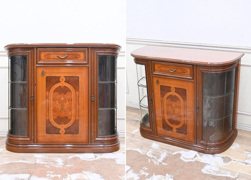 GF19 上級品 VETRERIA MASETTI イタリア製 ロココ調 本象嵌 ステンドグラス サイドボード ガラスキャビネット 飾り棚 リビングボード拍卖