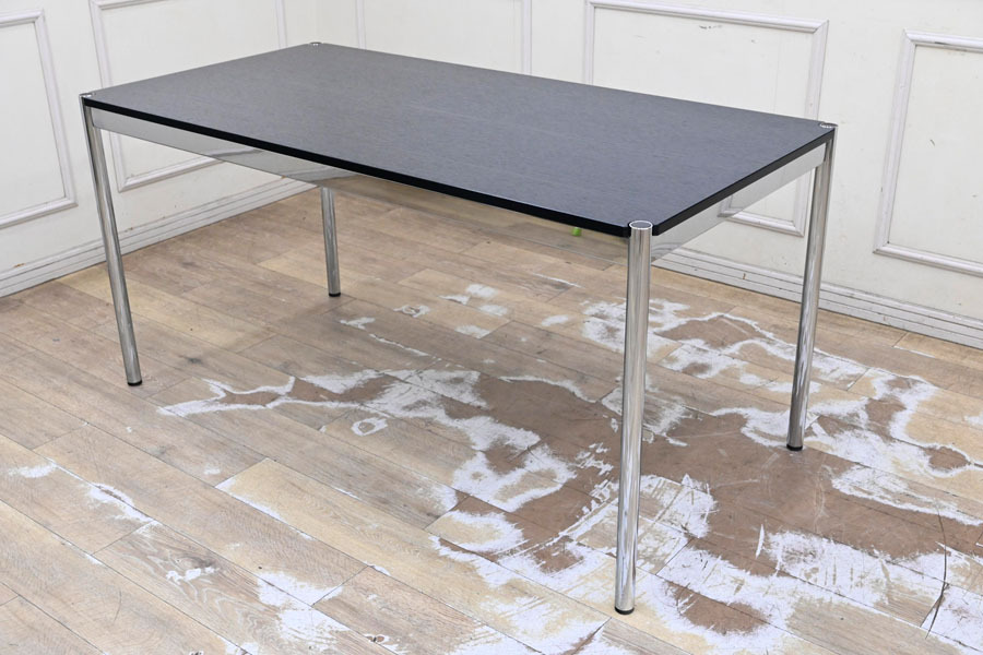 F124M 超美品 USM ハラー システム ミーティング テーブル オフィス パソコン デスク ブラック ダイニング 勉強机 書斎机 ワーキングデスク拍卖