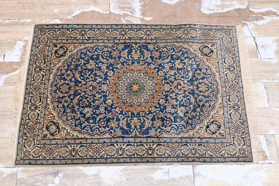 FF19 シルク&ウール 手織り ペルシャ絨毯 ハンドメイド 玄関マット センターラグ キッチンマット 応接 廊下拍卖