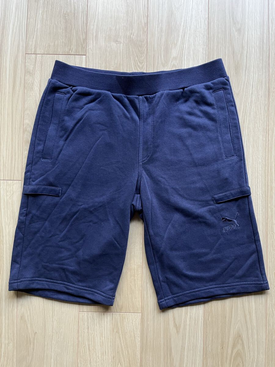 未使用品◇PUMA プーマ ハーフパンツ ショートパンツ スウェット素材 ネイビー XL拍卖