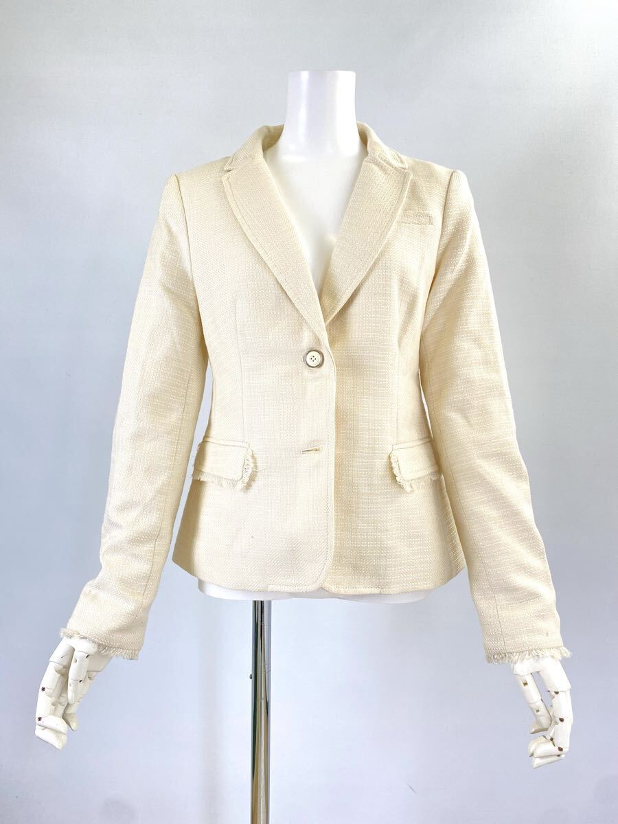 ★ BANANA REPUBLIC ツイード テーラードジャケット アイボリー サイズ2 ◆ セレモニー フォーマル バナナリパブリック ◆W9 TKら6J-20拍卖