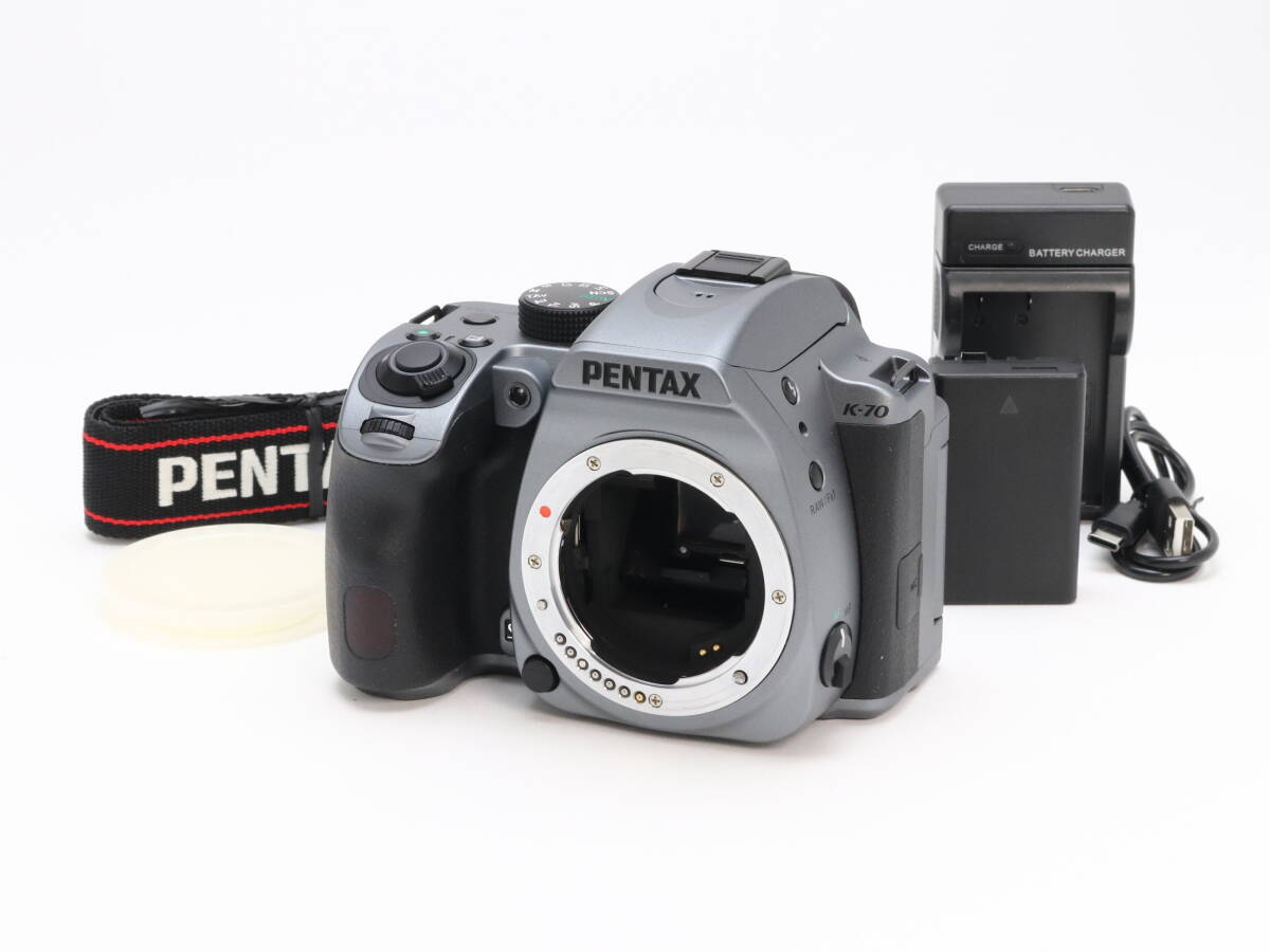 AB+ (良品) PENTAX ペンタックス K-70 ボディ シルキーシルバー シャッター回数47 初期不良返品対応 77-110拍卖