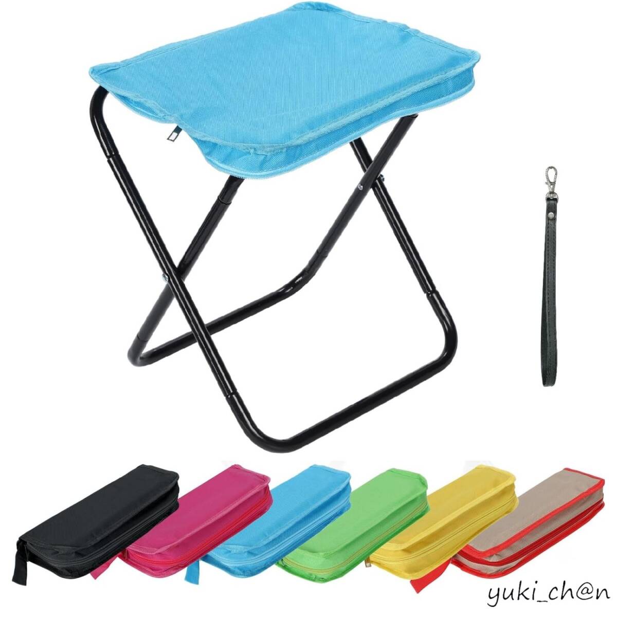 折りたたみ椅子 アウトドアチェア ハンドストラップ付き 軽量 コンパクト 収納 順番待ち 運動会 バーベキュー お花見 ブルー 日本語説明書拍卖