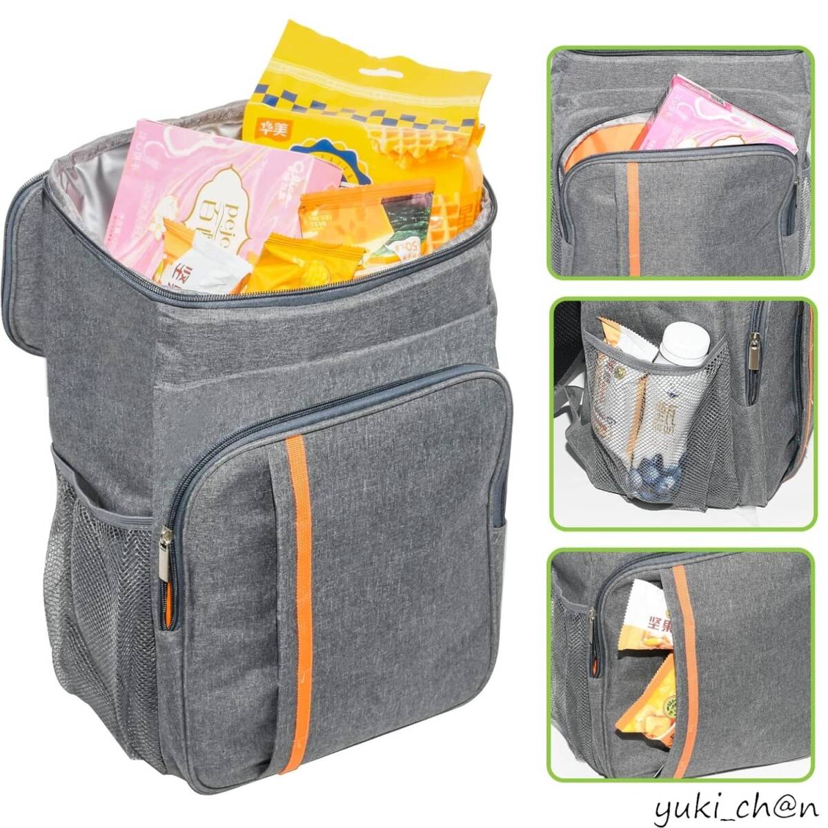 保冷リュック 保冷バック クーラーバッグ 折り畳み 小型 軽量 20L 手提げと肩掛け両用 保温 保冷 防水 極厚断熱材 アウトドア グレー拍卖