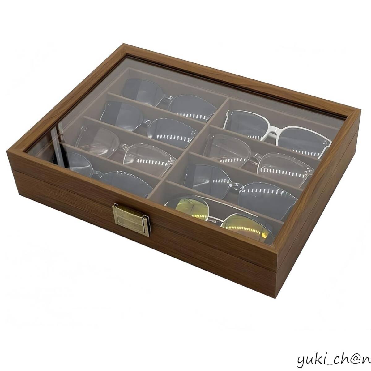 メガネ収納ボックス サングラス収納ケース コレクションケース アンティーク調 シンプル おしゃれ アクセサリー 収納 8本収納 ブラウン拍卖