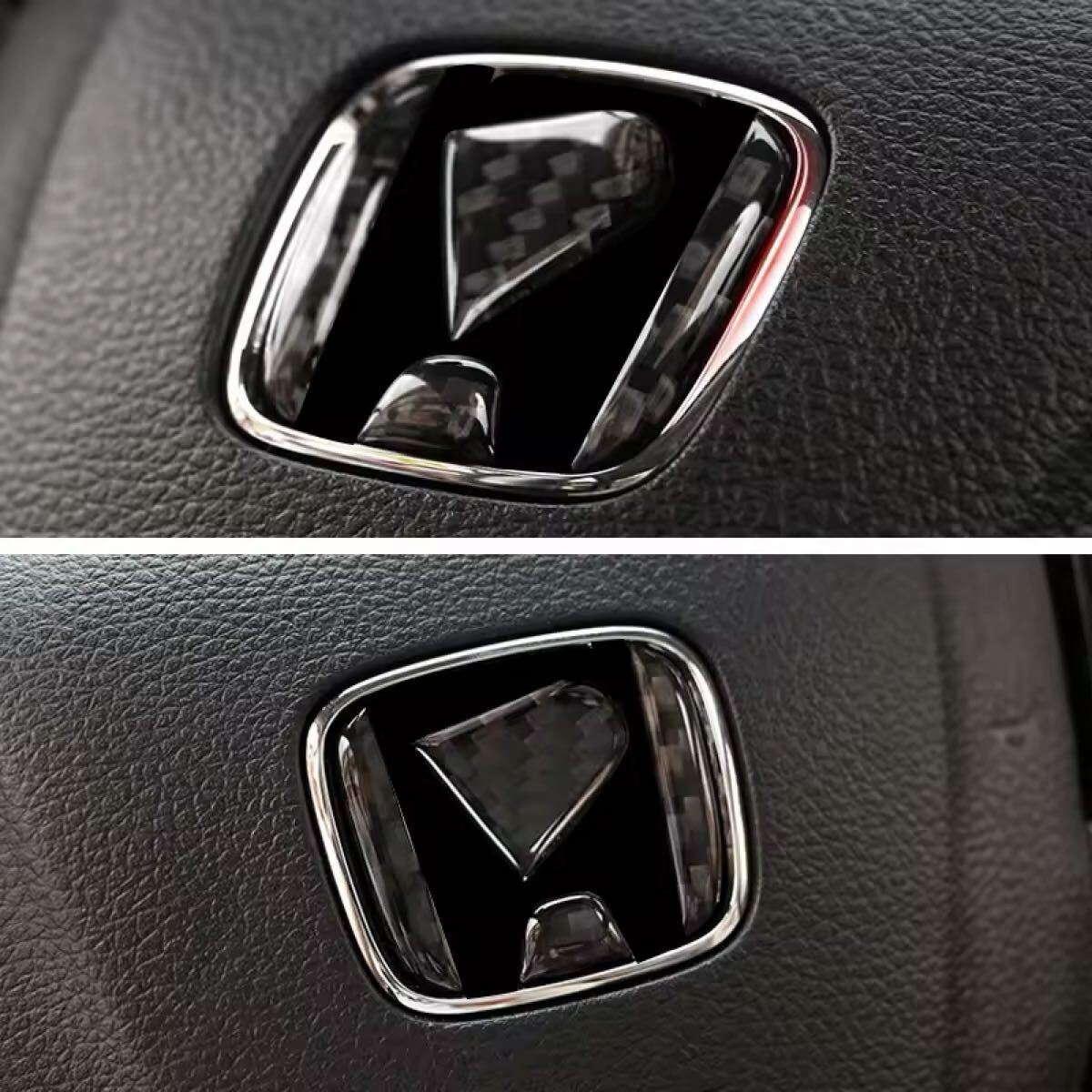 ホンダ ステアリング エンブレムカバー カーボン調 内装 ドレスアップ カスタムパーツ N-BOX フィット ヴェゼル ステップワゴン対応拍卖