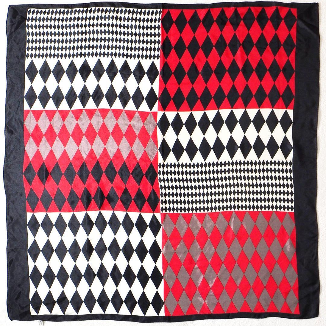 高級シルク100% 絹 スカーフ 大判 チェック柄 日本製拍卖