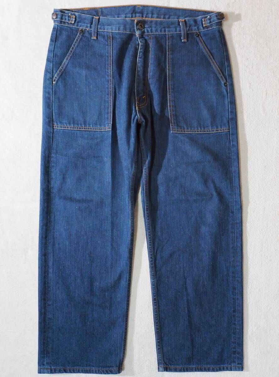 リーバイス LEVI'S ジーンズ デニムパンツ バギーベイカーパンツ ワイドパンツ インディゴ 日本製 レザーパッチ メンズ W34拍卖