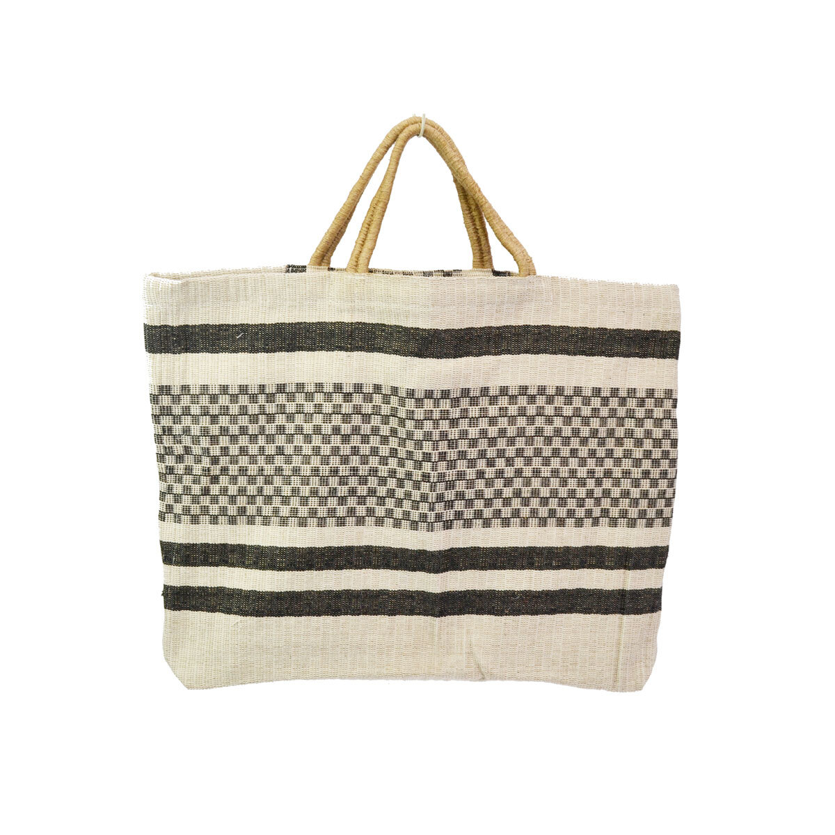 TARANGO ジュート ビッグトートバッグ 白地 ボーダー拍卖