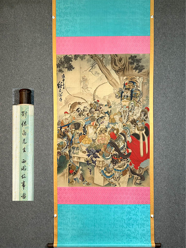 zz8|7705 中国古美術 近現代書畫家 作品【近代-劉継逸品絹-西遊故事図です 】書法 自筆肉筆 封筒 切手 書家の愛蔵品拍卖