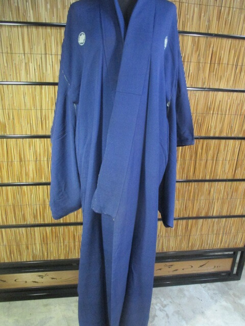 《和》 アンティーク着物 古布 正絹 絹100% 5ッ紋 縮緬 リメイク素材 着丈149㎝拍卖