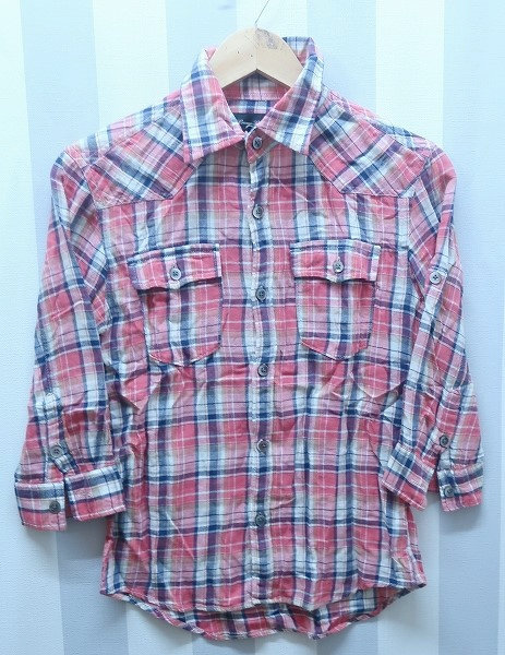 2-1892B/ラウンジリザード 7分袖ウエスタンチェックシャツ LOUNGE LIZARD 送料200円拍卖