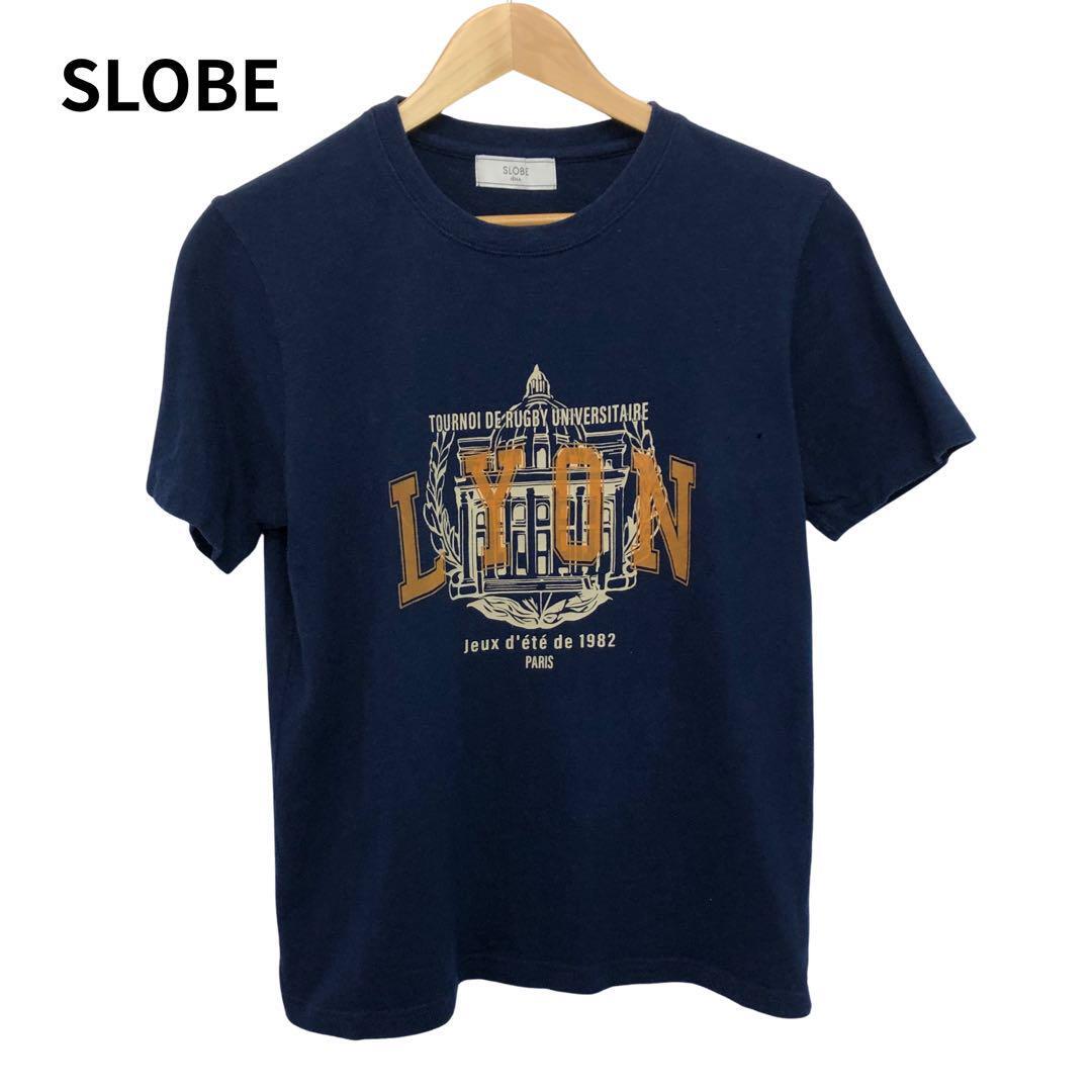 スローブイエナ LYON プリント ネイビー Tシャツ パリ レディース拍卖