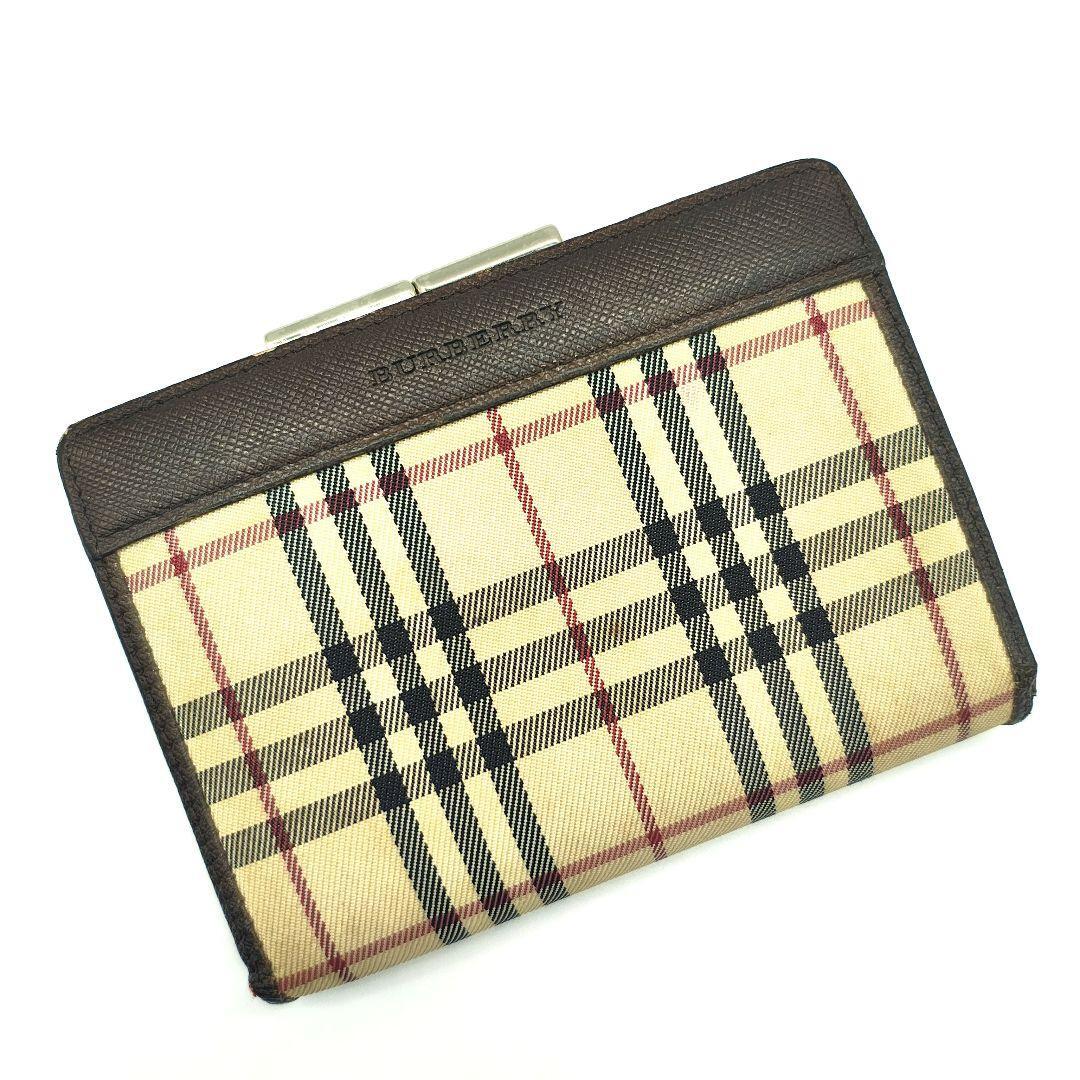 美品 バーバリー ノバチェック がま口 二つ折り財布拍卖