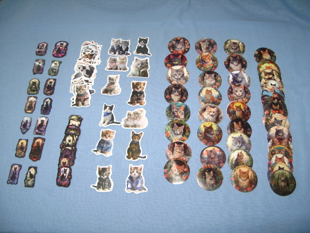 ★猫ステッカー スマホ・パソコン・文具・スーツケース・スノーボード等に! ★3種類 合計150枚 ①拍卖