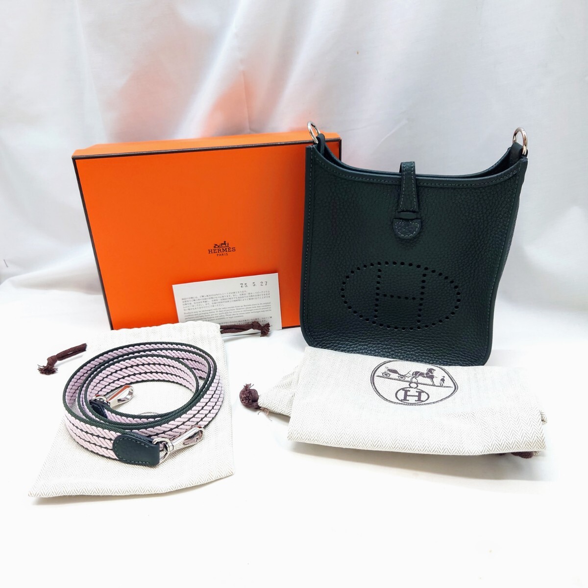 【極美品】 エルメス エブリン エヴリン TPM トリヨンクレマンス W刻印 ヴェールマングローブ シルバー金具 新色 ショルダーバッグ hgs138拍卖