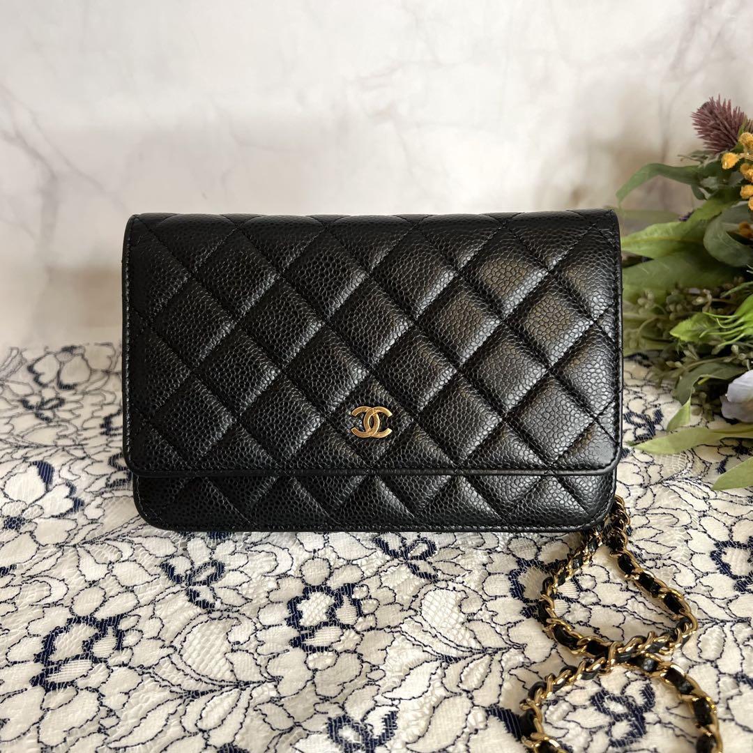 CHANEL シャネル【美品】キャビアスキン チェーンウォレット バッグ拍卖
