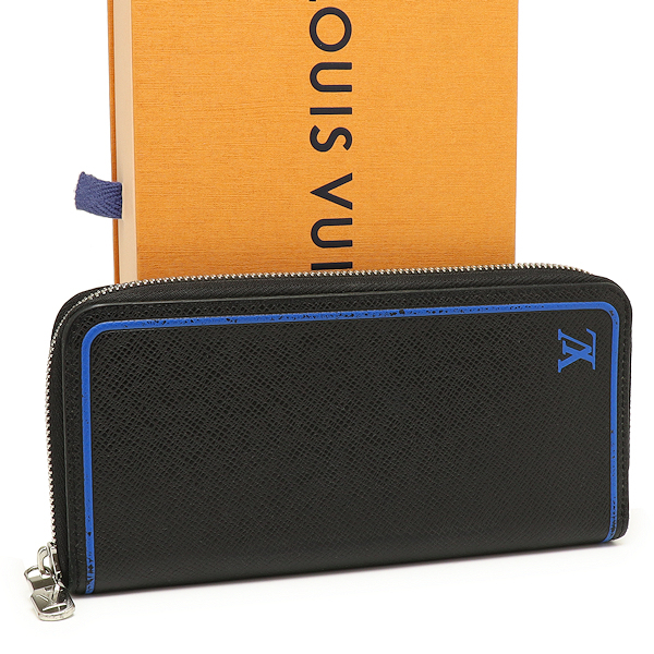 ルイヴィトン タイガ ジッピーウォレット ヴェルティカル M30070 ノワール×ブルー ラウンドファスナー長財布拍卖
