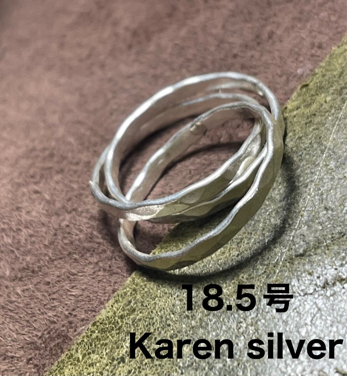 R73ねwぽT2 三連2ミリトリニティKarensilverスターリングシルバー指輪15.5号rぽカレンシルバー専門店カレン族 手作りリング純銀ギフト指輪拍卖