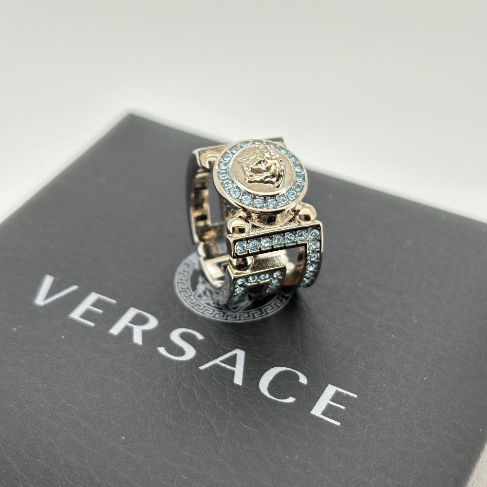VERSACE クリスタル メドゥーサ グレカ リング ブルー 7号拍卖