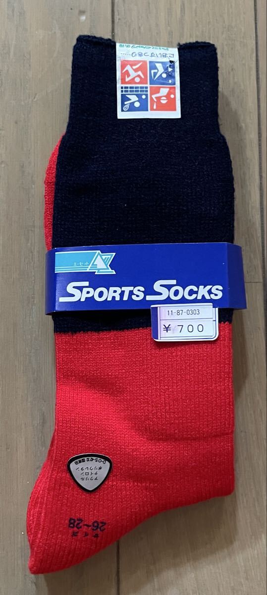 紺 赤 ネイビー レッド レトロ パイル 2色 ソックス スポーツ ハイソックス ビンテージ アメリカ デッド 古着 アメリカン スタイル 古着拍卖