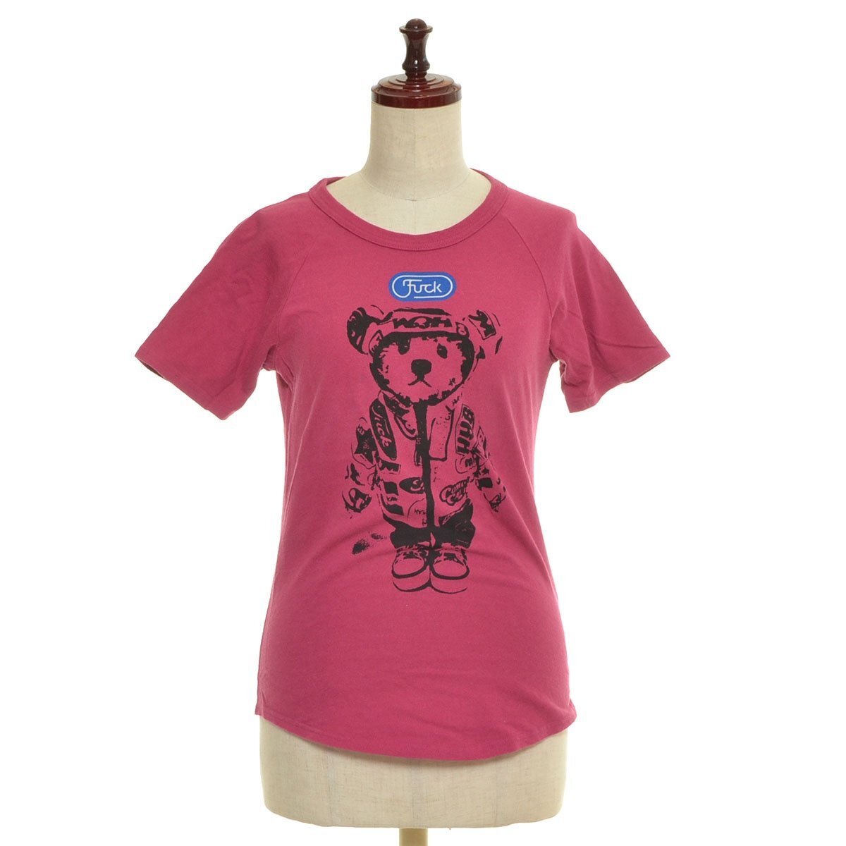 ◇552145 HYSTERIC GLAMOUR ヒステリックグラマー ◇半袖Tシャツ ベアープリント ラグランT サイズF レディース 日本製 ピンク拍卖