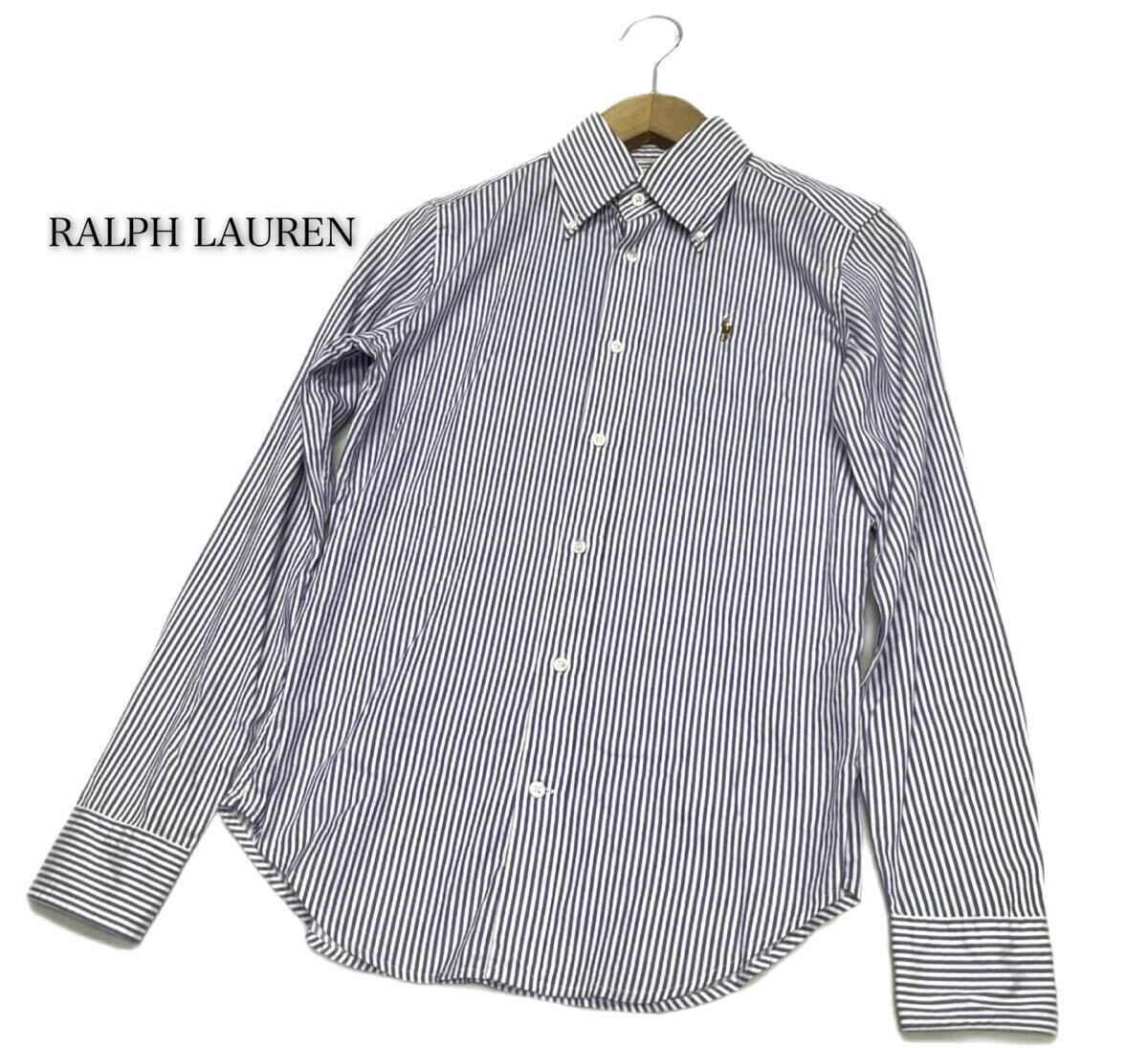 RALPH LAUREN★ラルフローレン★(4)Super Slim Fit 長袖 ボタンダウン シャツ/ヒッコリーストライプ ラベンダー系拍卖