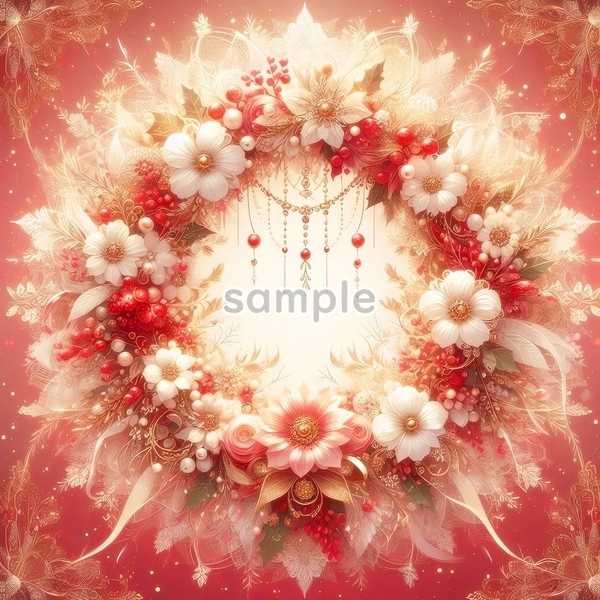 A3 350dpi クリスマスリース オリジナル絵イラスト著作権フリー画像素材 192P Christmas wreath Original picture image material拍卖