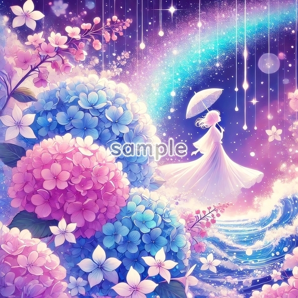 A3 350dpi 紫陽花 あじさい オリジナル絵イラスト著作権フリー画像素材 280P Hydrangea Original picture image material copyright free拍卖