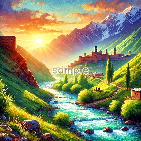 A3 350dpi タジキスタン オリジナル絵イラスト著作権フリー画像素材 158P Tajikistan Original picture image material copyright free拍卖