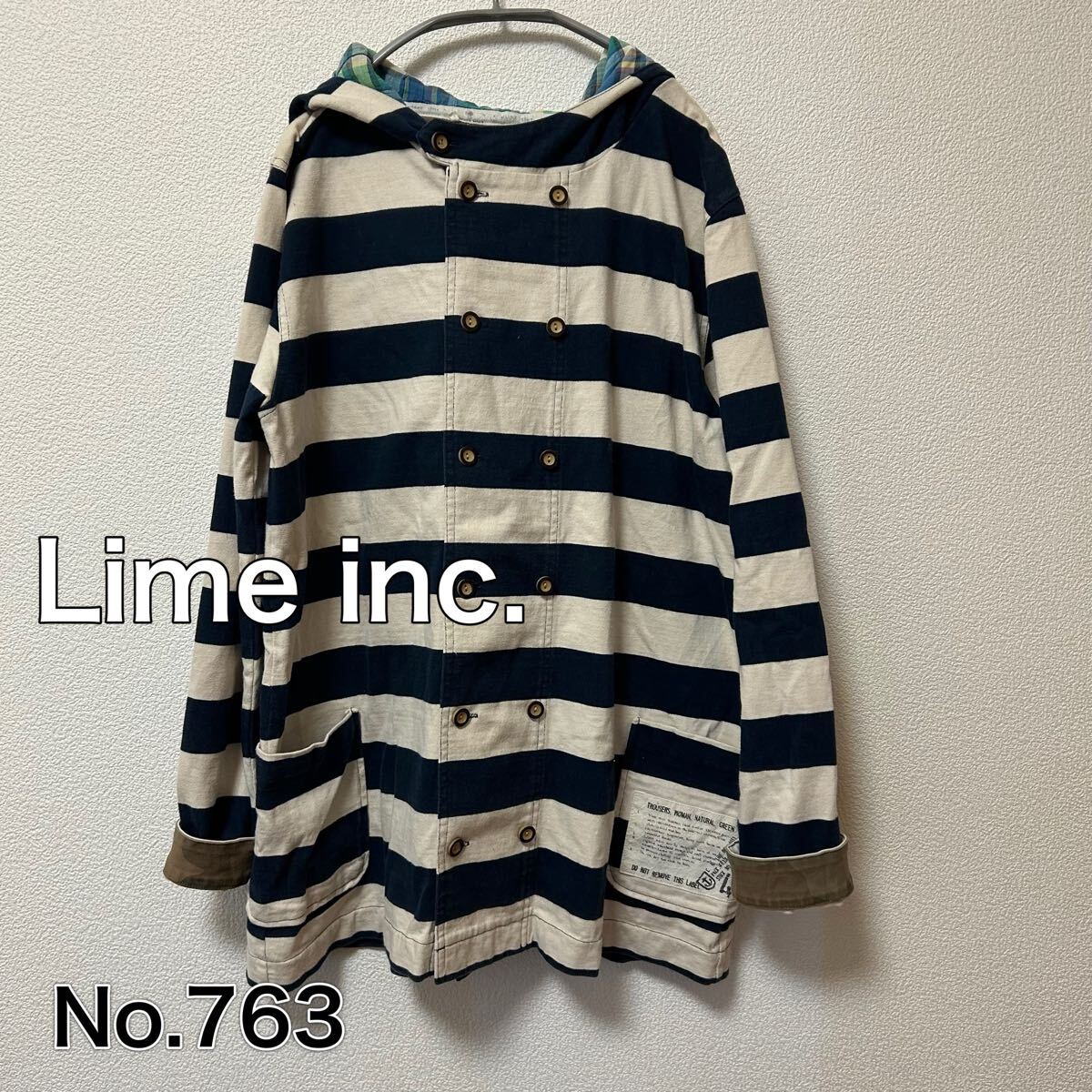 送料無料 匿名配送 ライムインク ボーダーアウター 上着拍卖