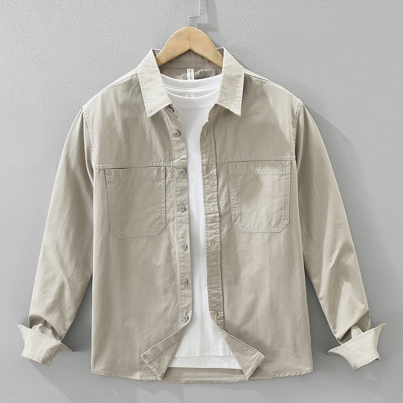 ワークシャツ カーゴシャツ 長袖シャツ シャツ 新品★メンズ トップス 開襟シャツ コットンシャツ【M7697】カーキ 2XL拍卖