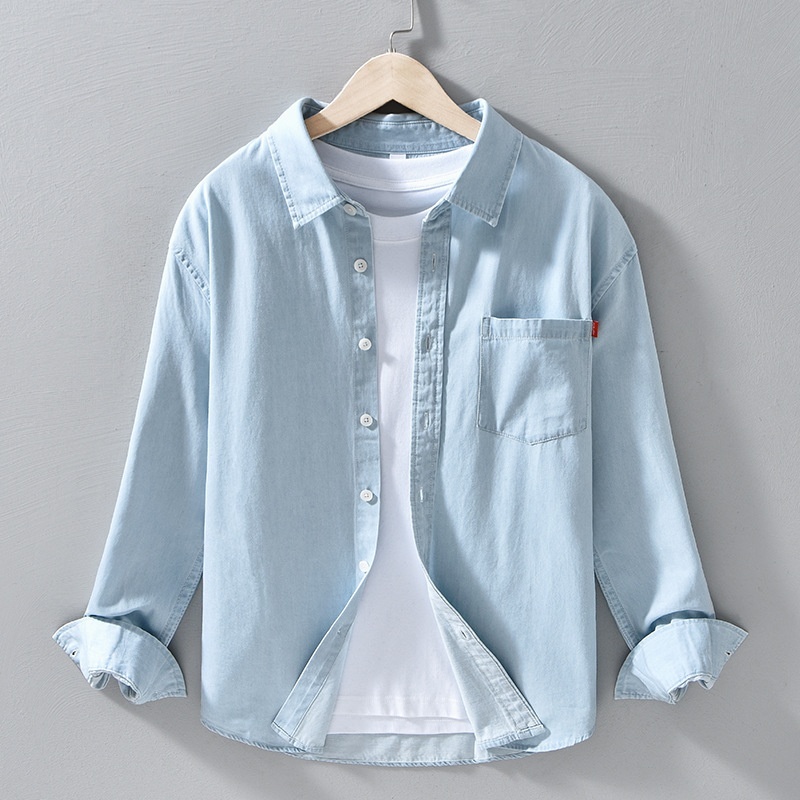 デニムシャツ シャツジャケット デニム長袖シャツ 新品★メンズ トップス ウエスタンシャツ 春秋服【C3307】ライトブルー 3XL拍卖