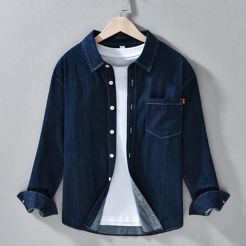 デニムシャツ シャツジャケット デニム長袖シャツ 新品★メンズ トップス ウエスタンシャツ 春秋服【C3307】ダークブルー XL拍卖