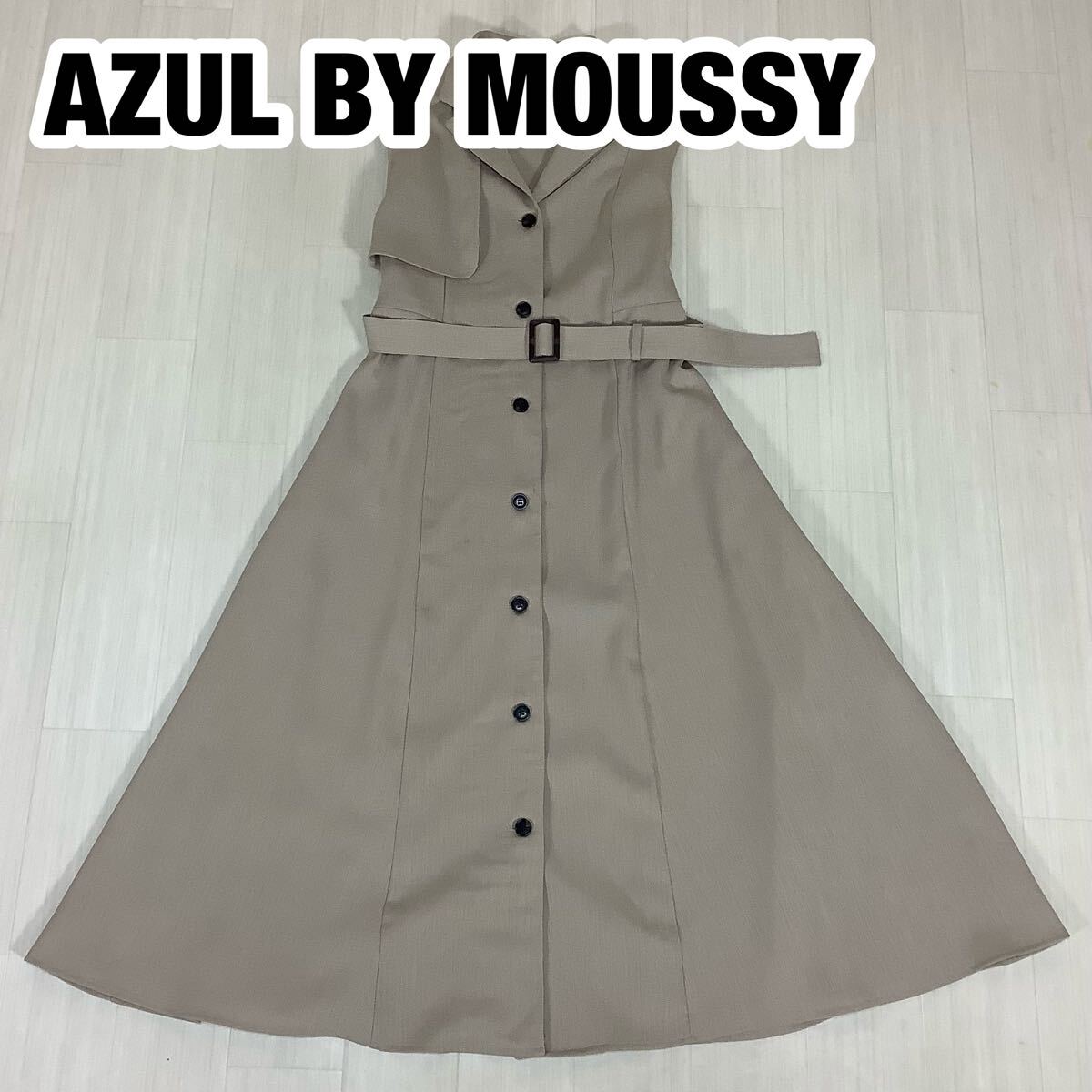 AZUL BY MOUSSY アズールバイマウジー ノースリーブワンピース M グレー ベルト付拍卖
