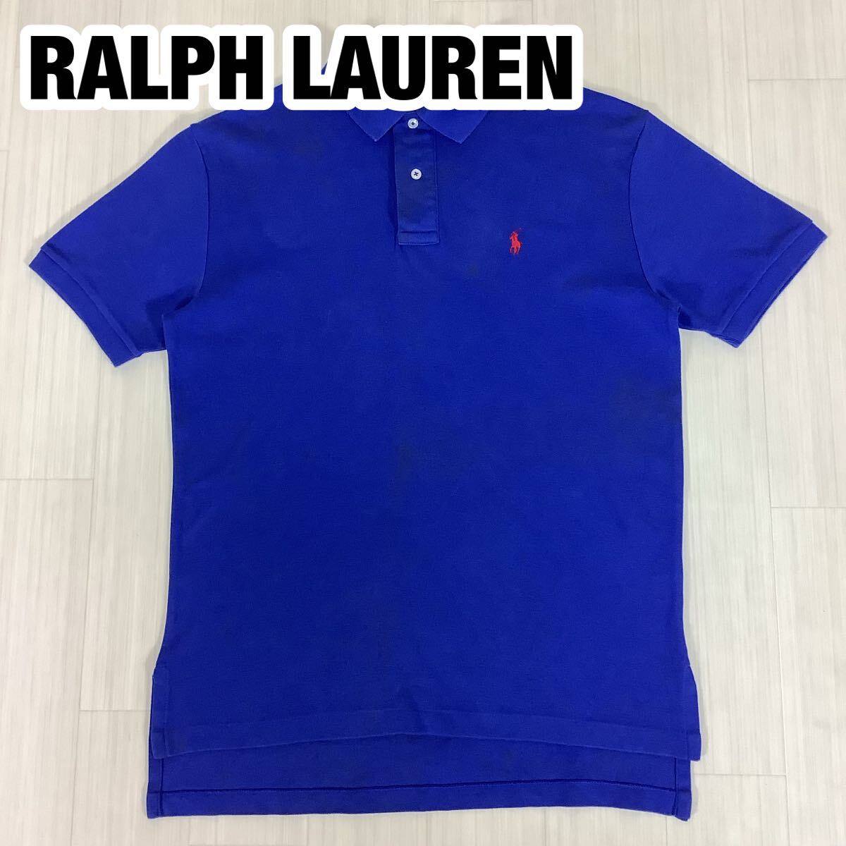 POLO BY RALPH LAUREN ポロバイラルフローレン 半袖ポロシャツ S ブルー 刺繍ポニー ロングテール 天竺拍卖