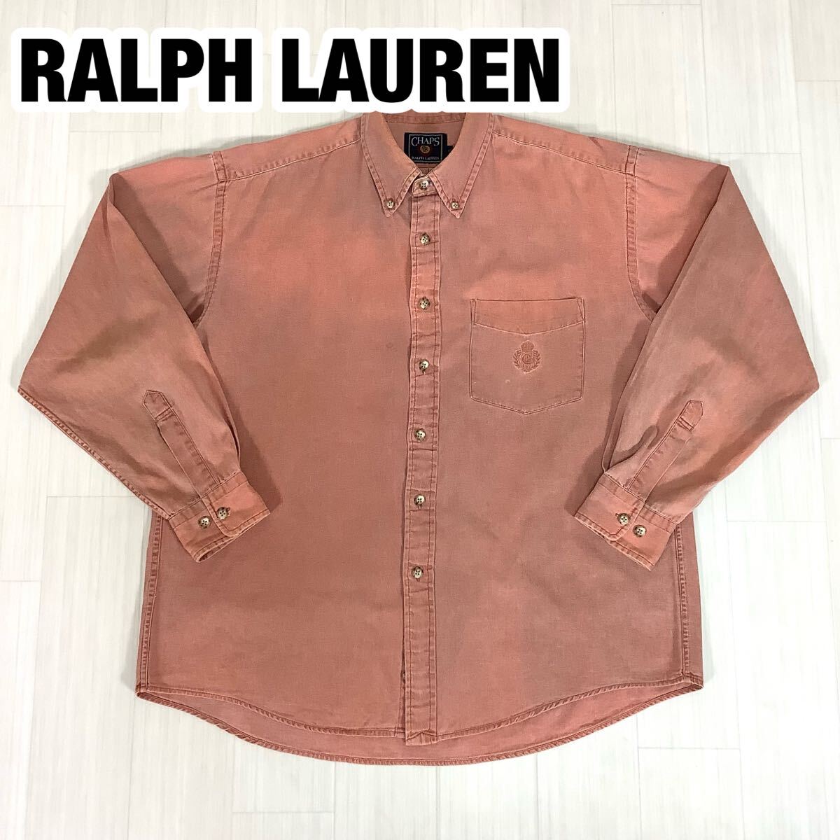 CHPAS RALPH LAUREN チャップスラルフローレン 長袖シャツ 2L オレンジ ボタンダウン 胸ポケット 刺繍ロゴ拍卖