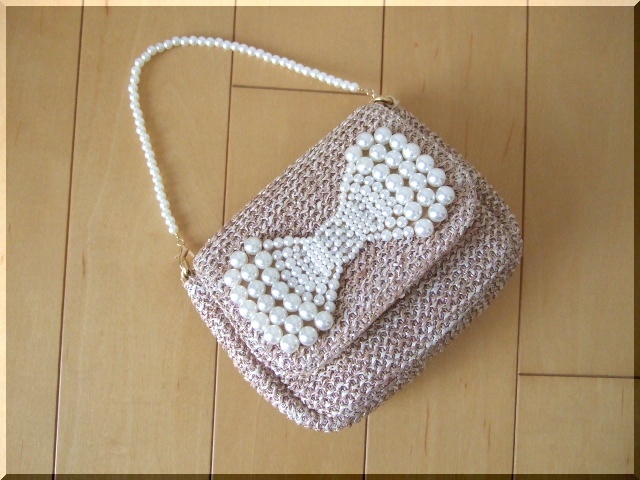 100円☆TOCCA バッグ キッズ ピンクに金ラメ パール拍卖