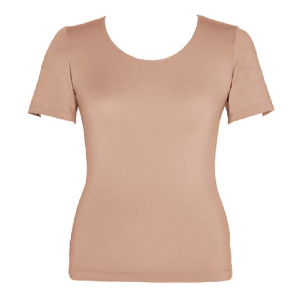 定価5610円 M 新品 シャルレ IA295 リヨセル インナー 半袖 ベージュ ナチュラルブラウン 日本製 インナー レディース 響かない 下着 丸首拍卖