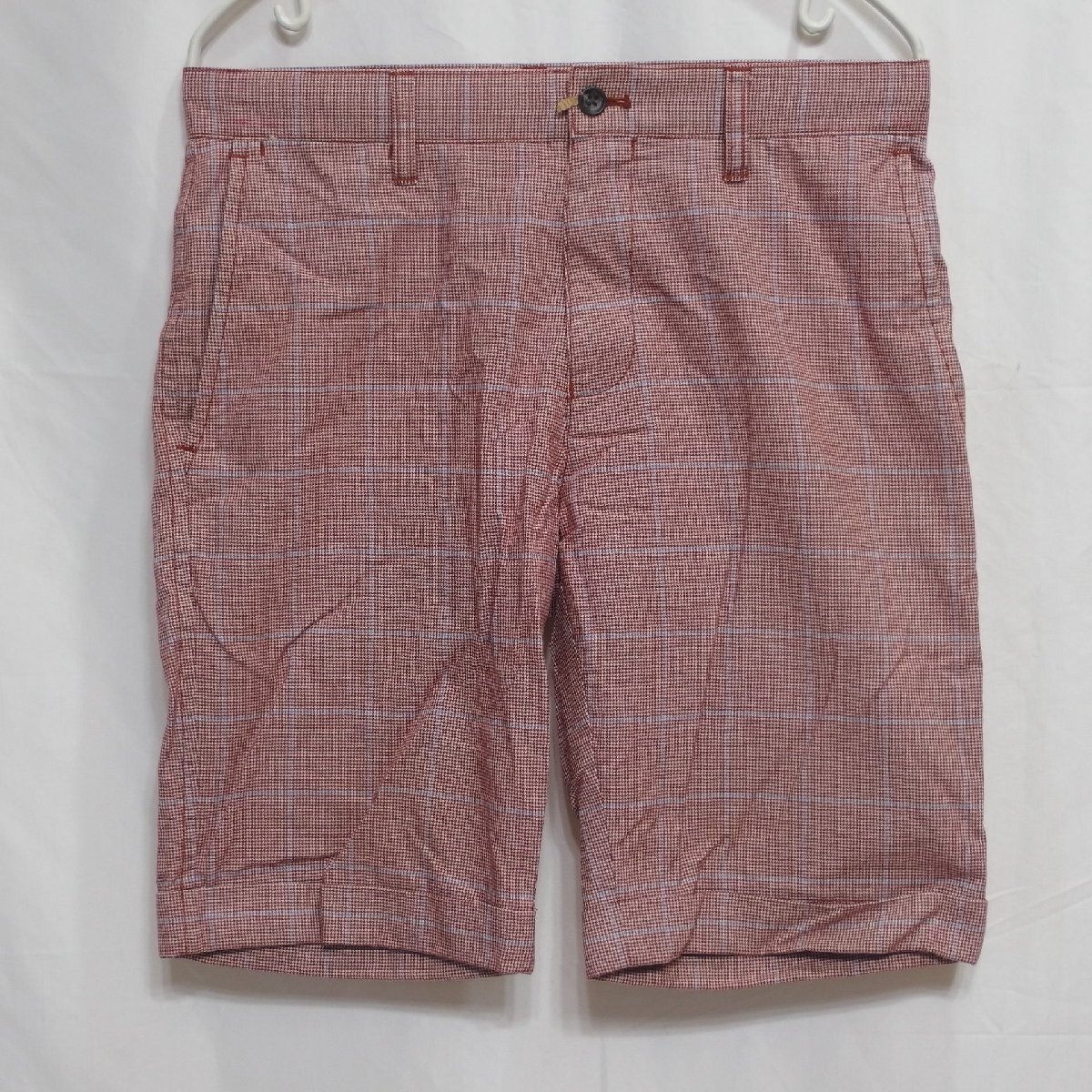 COMME CA COMMUNE◆コムサコミューン チェック柄 ショーツ ショートパンツ 短パン(レッド)サイズS◆USED H拍卖