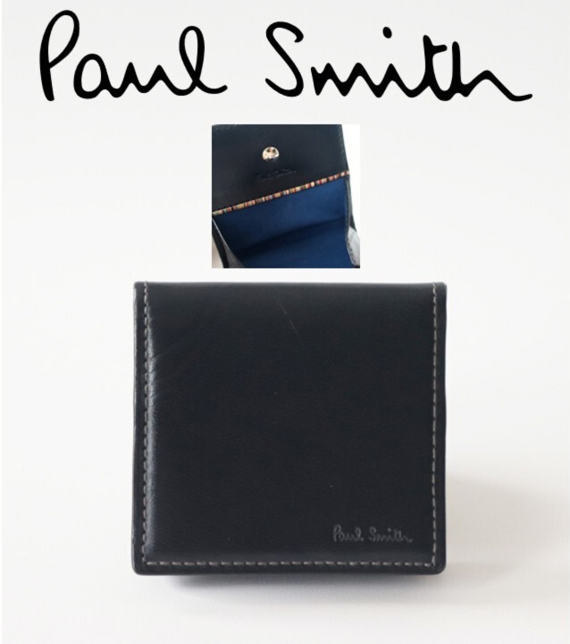 15,400円新品タグ付き【ポールスミス】オールドレザー BOX型 小銭入れ コインケース 黒 v7469拍卖
