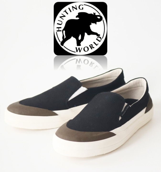 33,000円新品箱付き【HUNTING WORLD ハンティングワールド】スリッポン スニーカー 黒 6(25cm) v7436拍卖