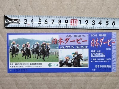 競馬 JRA 記念入場券 未使用 2002年 日本ダービー ジャングルポケット ダンツフレーム クロフネ拍卖